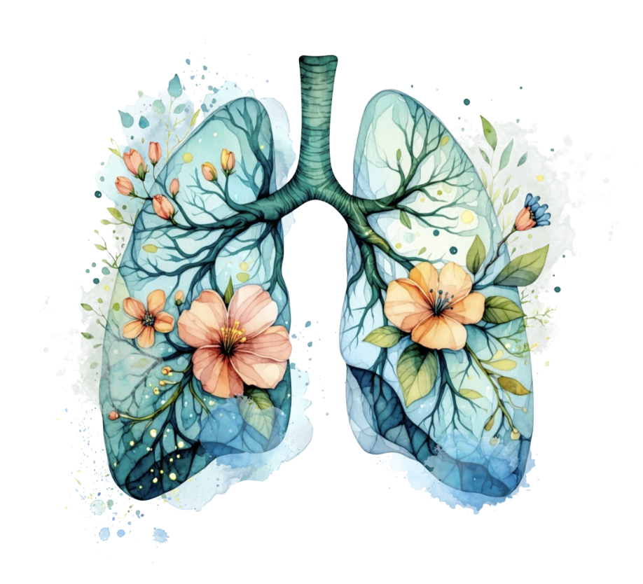 Vibrant Watercolour and Floral lungs depicted for breathwork 