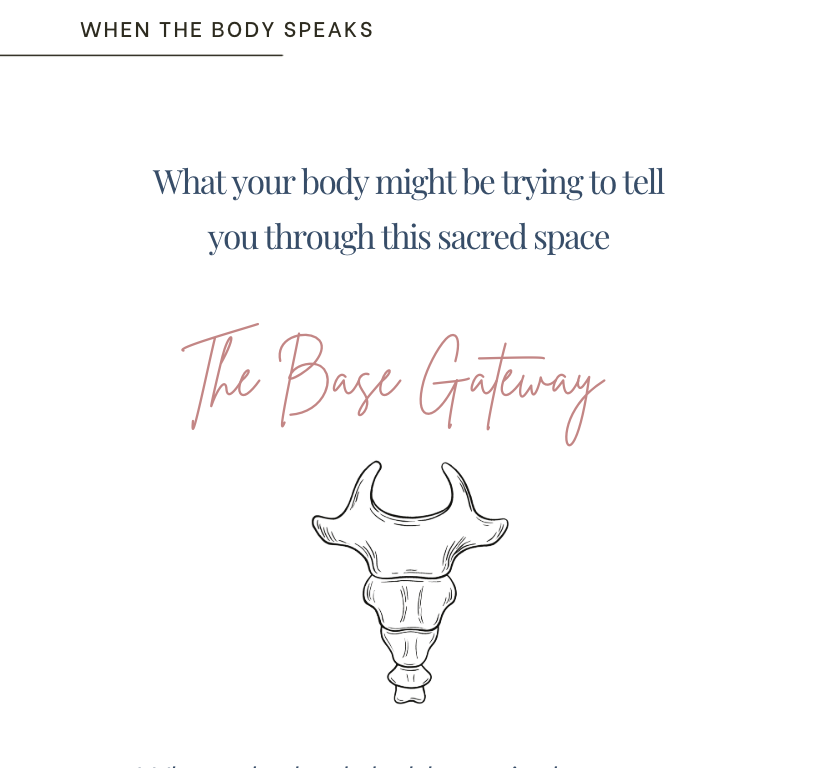 A social Media Post depicting a pen drawn image of the coccyx - The Base Gateway in Spinal Flow 