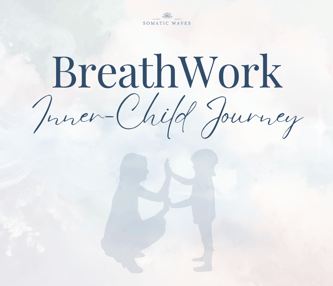 an image depicting a woman facing her inner child in a playful mirror practice, surrounded by clouds